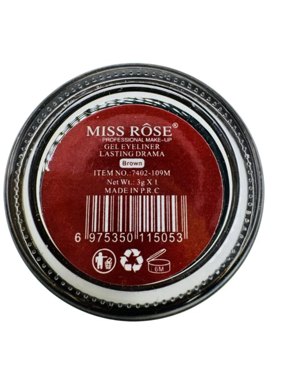 Miss Rose 24-Hour Gel Eyeliner With Applicator Pen Long-Lasting Drama 3g Brown